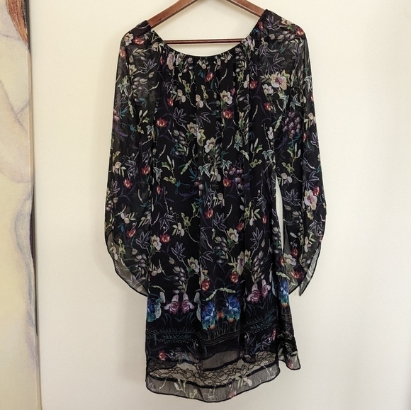 ALICE + OLIVIA Zia mythical garden kaftan crane bird floral print dress - Picture 4 of 15